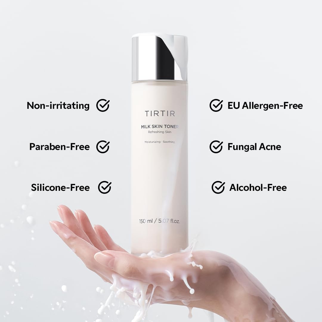 TIRTIR Milk Skin Rice Toner - Deep Moisturizing, Hydrating and Refreshing for face, Niacinamide, Ceramide, Rice Bran Extract, Nature-Oriented Ingredients, Korean Skin Care, Vegan, 150ml / 5.07 fl.oz.