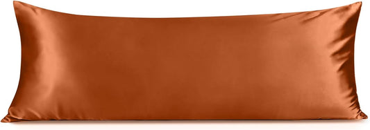 INFIIXSO Body Pillow Cover with Zipper, Luxury Mulberry Silk Body Pillow Case 20x54 Inches, Ultra Smooth and Soft Cooling Long Pillowcase, Gift for Women, Men(Orange)