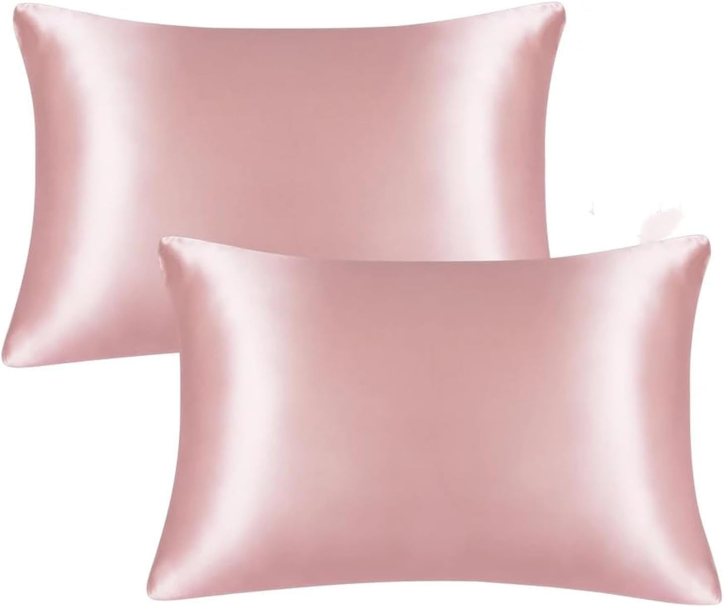 JUWENIN,Luxury Satin Pillowcase with Zipper (Silky Satin Pillow Case for Hair) Set of 2 (Queen, Blush Pink)