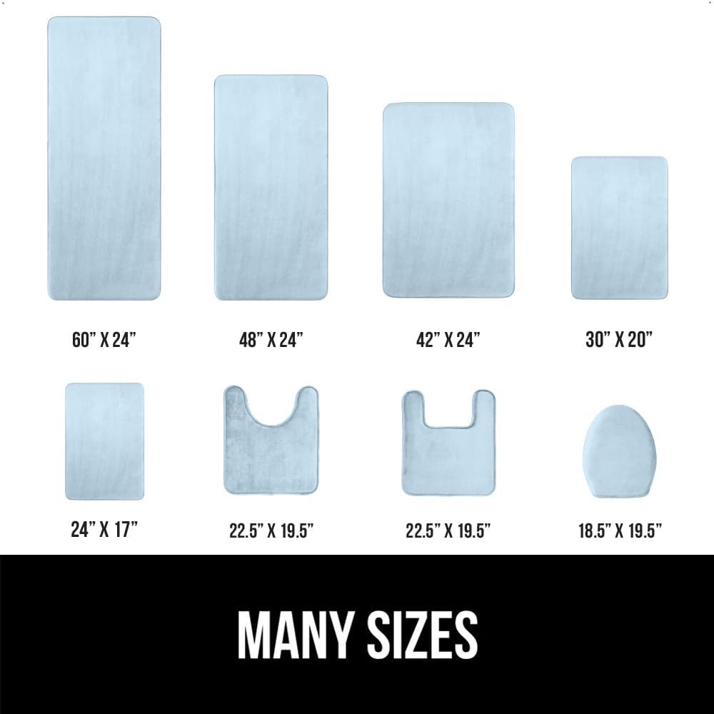 GORILLA GRIP Memory Foam Bath Rugs, Soft Absorbent Velvet Bathroom Mats, Durable Dots on Underside, Machine Washable Bathmat, Carpet Rug Room Decor for Shower Floor, 24x17 Mat, Light Blue