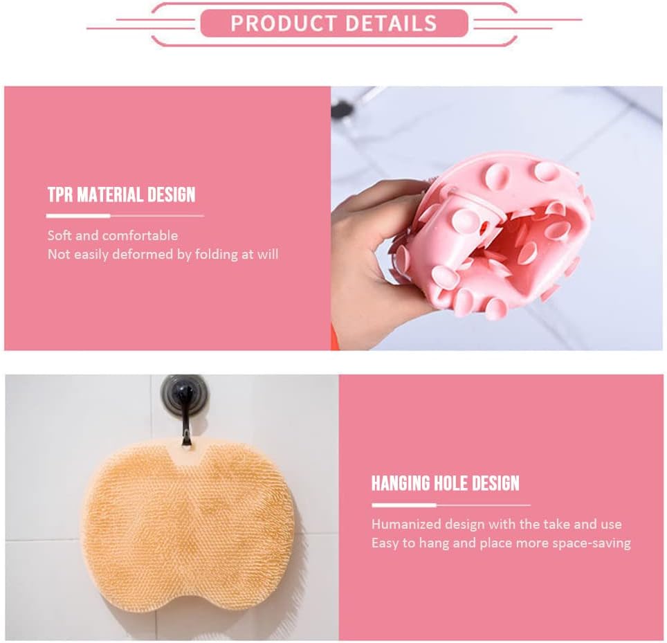 Foot Back Cleaning Pad, 2024 Upgrade Shower Foot Scrubber Mat Slip Suction Cups Foot Scrubber, Shower Foot Scrubber Mat Back Washer for Men and Women (Pink)