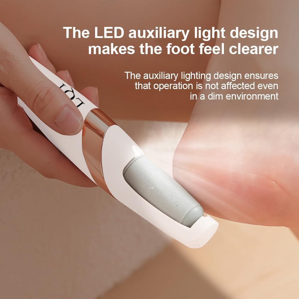 LQT® Electric Foot File – Rechargeable Callus Remover for Hard, Cracked Skin – at-Home Pedicure Kit for Smooth Feet (Men & Women) (White)