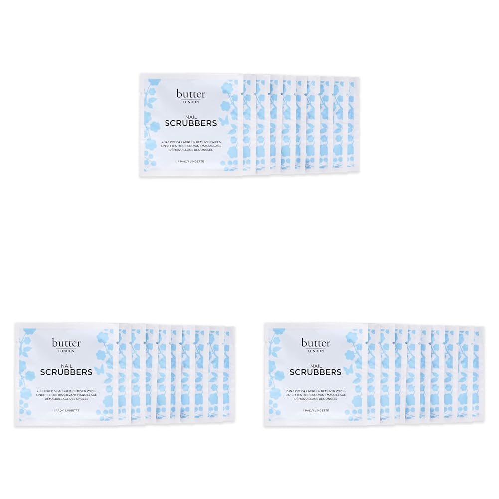 Butter LONDON Nail Polish Remover Pads, Nail Scrubbers (10 Count) - 2-in-1 Prep & Lacquer Remover Nail Wipes - Travel-Friendly Gel Fingernail Polish Remover - Cruelty-Free, Paraben-Free & Gluten-Free