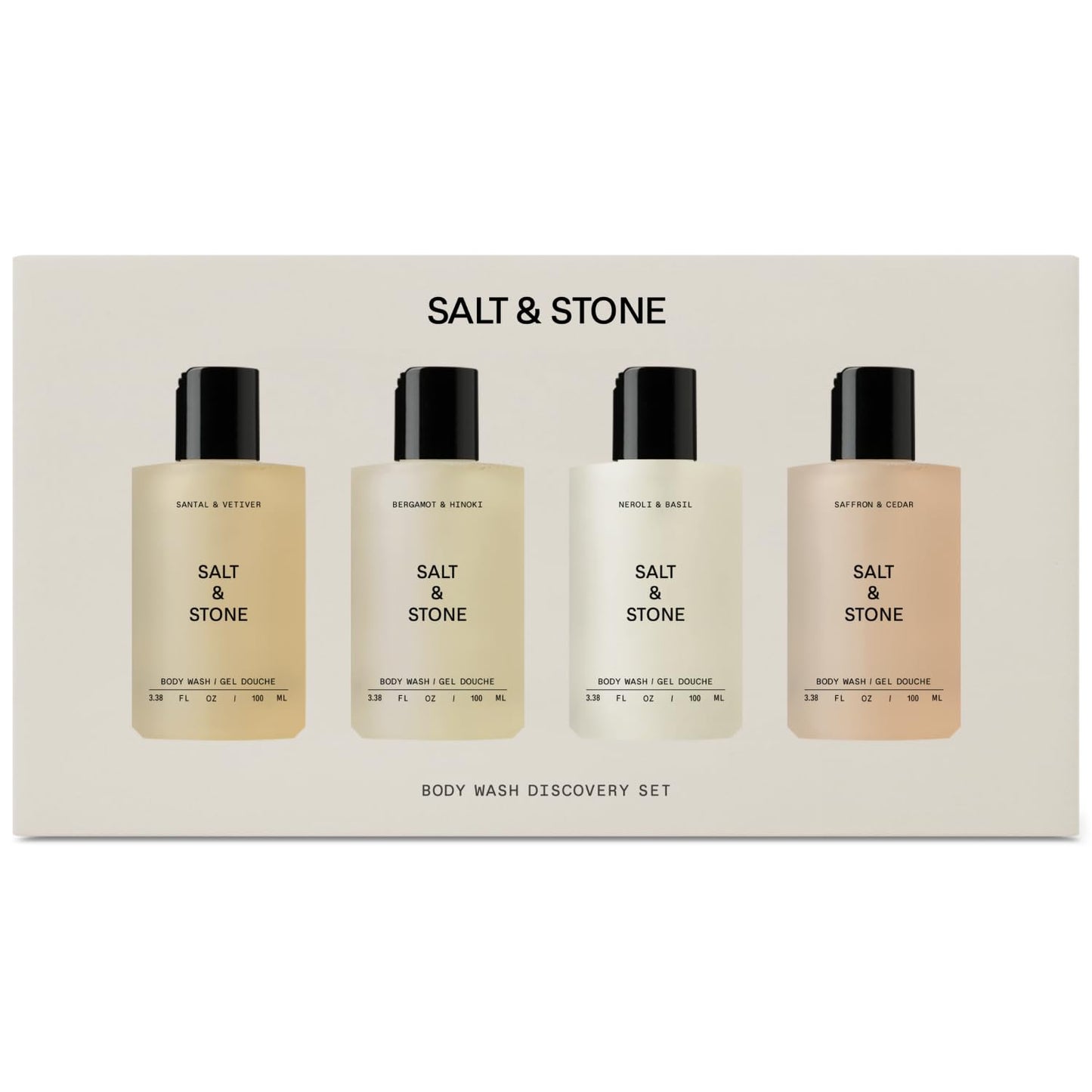 Salt & Stone Body Wash Mini Discovery Set | For Women & Men, Sulfate, Paraben, & Dye Free, Leaves Skin Soft and Hydrated | Antioxidants for Deep Moisture | Travel-Sized Body Wash