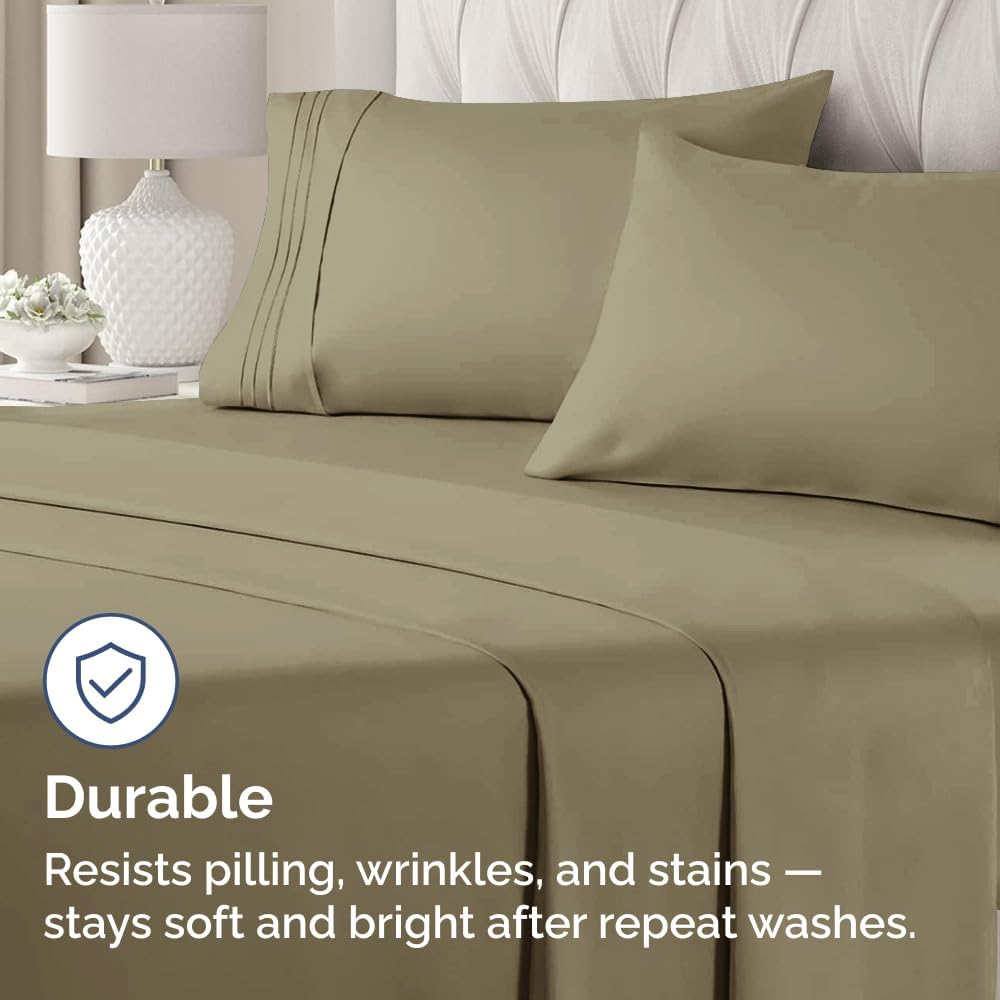 Queen Pillow Cases Set of 2 - Ultra Soft Hotel Quality Pillowcase Covers - Comfy, Cozy & Wrinkle Free - Shrinkage, Stain and Fade Resistant - Machine Washable Pillow Protectors - 2 Piece Set - Khaki