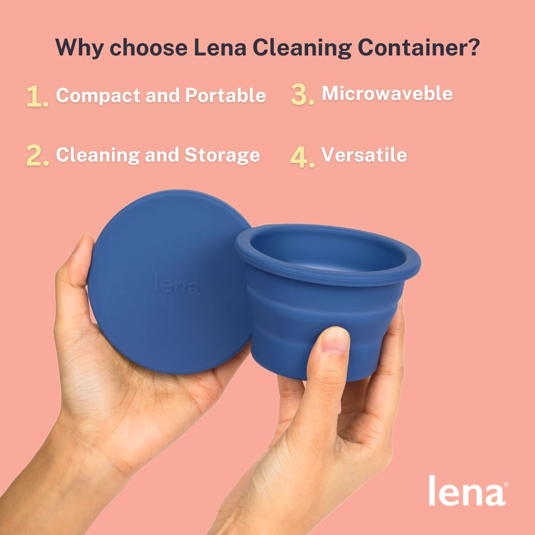 Lena Menstrual Cup Sterilizer Case, Compact, Collapsible Silicone Container for Cleaning Period Cup & Menstrual Disc, Travel, Home and Dorm, Menstrual Cup Cleaner, Feminine Care, Light Blue