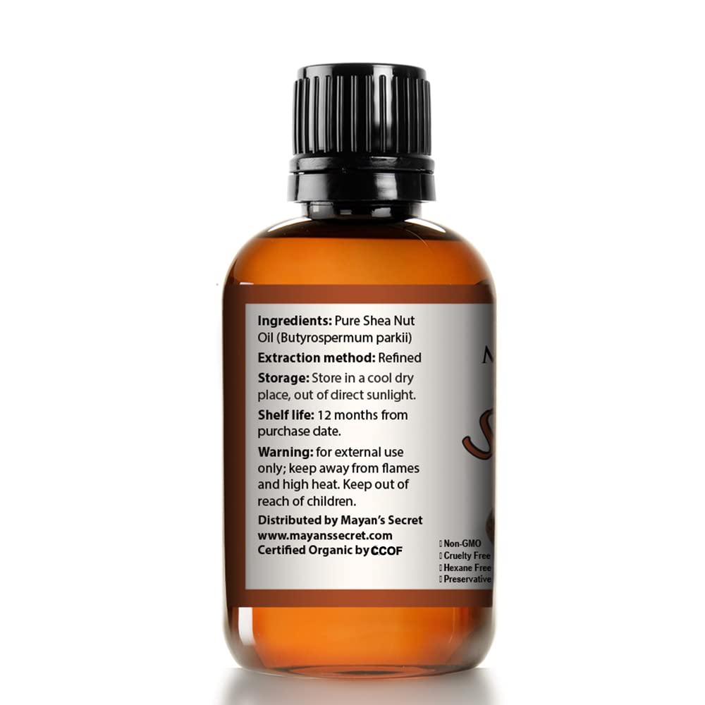 Mayan's Secret Shea Nut Oil USDA Certified Organic Natual Undiluted Cold Pressed for Skin Hair Lips and Nails