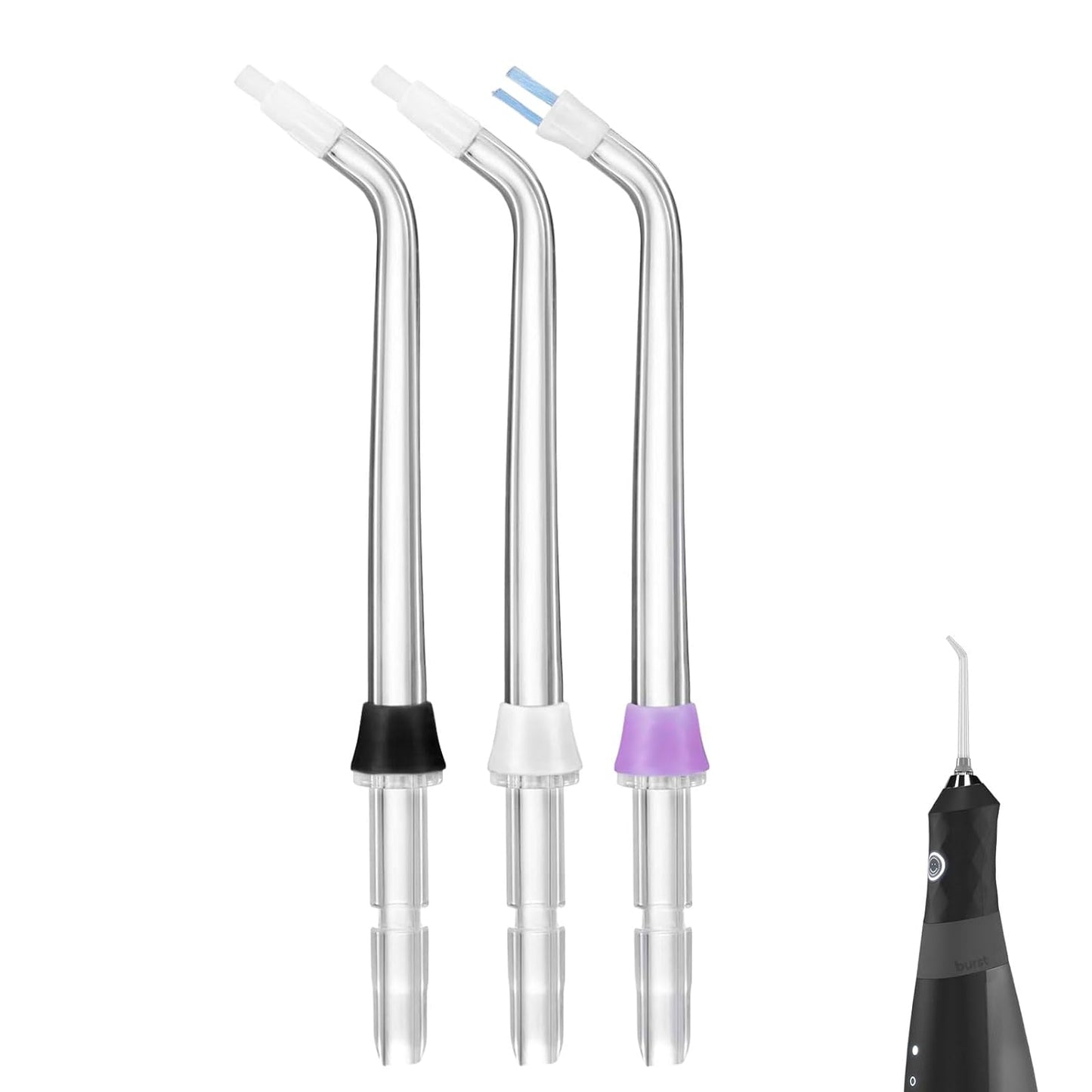 3 Pack Replacement Tips Compatible with BURST Electric Water Flosser, Water Flosser Replacement Heads for Burst Replacement Parts