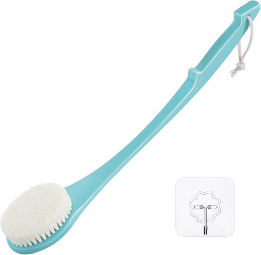 Body Back Scrubber – 17'' Long Handle Shower Brush, Durable Exfoliator for Dry & Wet Use, Deep Cleansing & Gentle Exfoliation for Smooth Skin – for Men, Women & Elderly (Gray)
