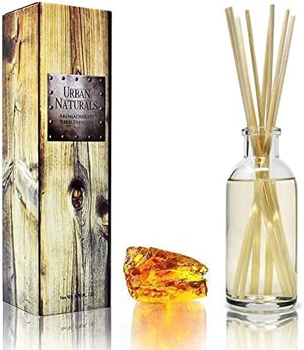 Urban Naturals Warm Vanilla Amber Reed Diffuser Gift Set | Creamy. Warm. Sultry. Notes of Sandalwood, Amber & Smoked Vanilla | Made with Essential Oils & Real Botanical Pieces