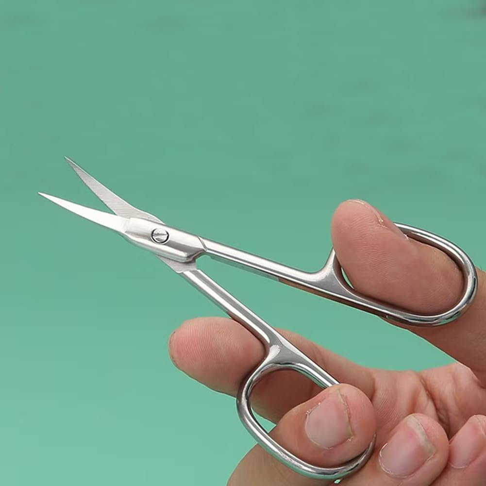 Facial Hair Small Grooming Scissors，Stainless Steel Multi-functional bending scissors，For Pruning Men Women - Eyebrow, Nose Hair, Mustache, Beard, Eyelashes, Ear