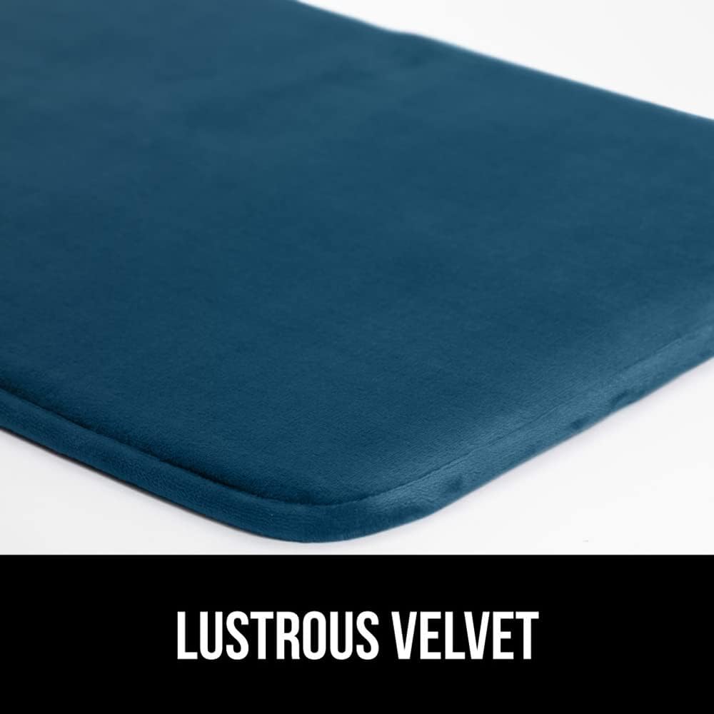 GORILLA GRIP Memory Foam Bath Mat, Soft Absorbent Velvet Bathroom Mats, Durable Dots on Underside, Machine Washable Bathmat, Carpet Rug Room Decor for Shower Tub Floor RV, 30x20 Rugs, Blue