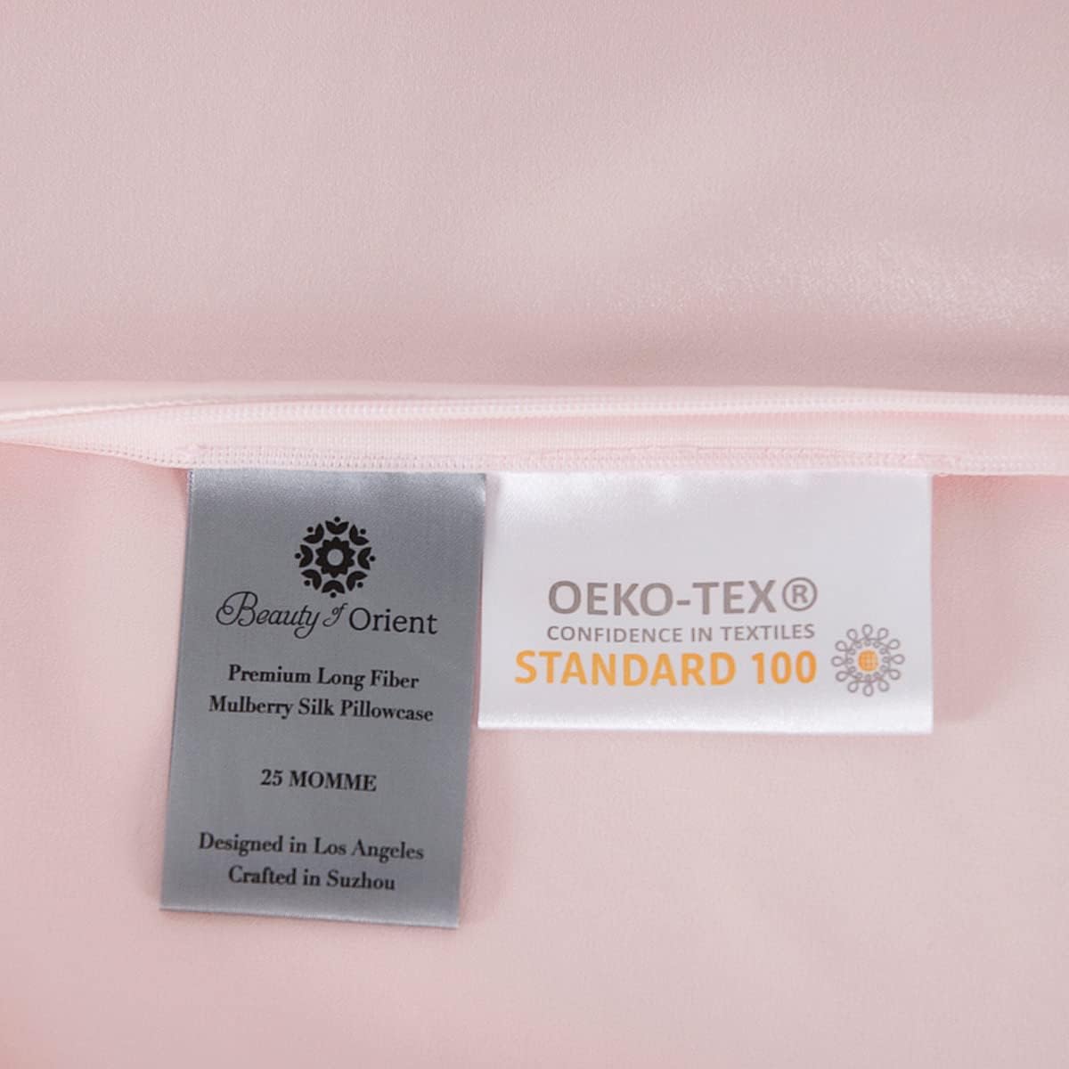 25 Momme Premium Mulberry Pink Silk Pillowcase for Hair and Skin | Handcrafted Hypoallergenic & Anti-Acne Silk Pillow Cases with Zipper | Queen - 20" x 30", Rose Water