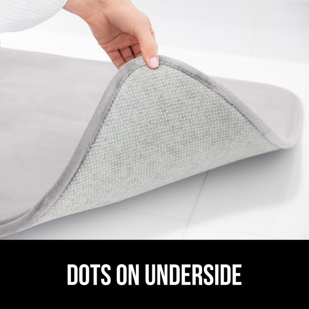 GORILLA GRIP Thick Memory Foam Toilet Rug for Bathroom, Square Shaped Washable, Absorbent Velvet Topside Floor Mats, Machine Wash, Cushioned Luxury Rugs for Bath Room, 22.5 x 19.5 Soft Gray