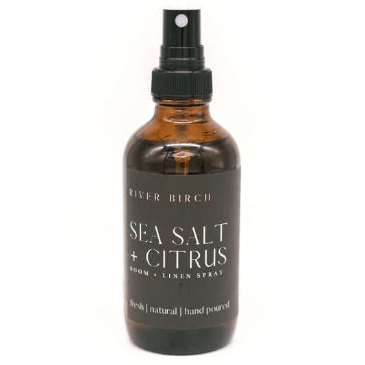 River Birch Sea Salt + Citrus Scented Linen and Room Spray | Home Fragrance | 4 oz Glass Amber Bottle | Luxury Signature Scent | Handmade in Texas