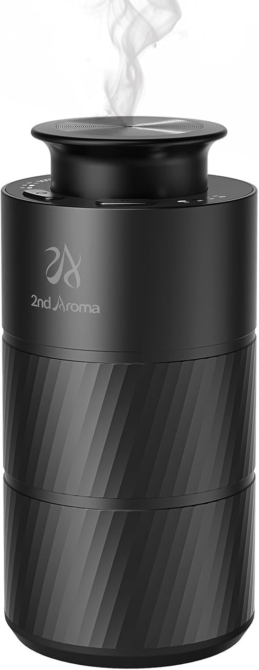 Car Freshener Diffuser, Aluminum Waterless Diffusers for Essential Oils, 20ml Portable USB Rechargeable Smart Aromatherapy Machine with 3 Timing & 3 Mist Levels for Car Room Office