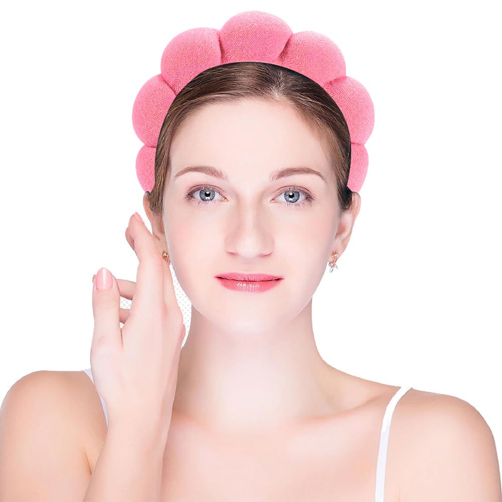 Spa Headbands for Facial Treatments, Makeup Application, and Face Washing - Terry Cloth Headbands with Puffy Design for Skincare and Mask Application