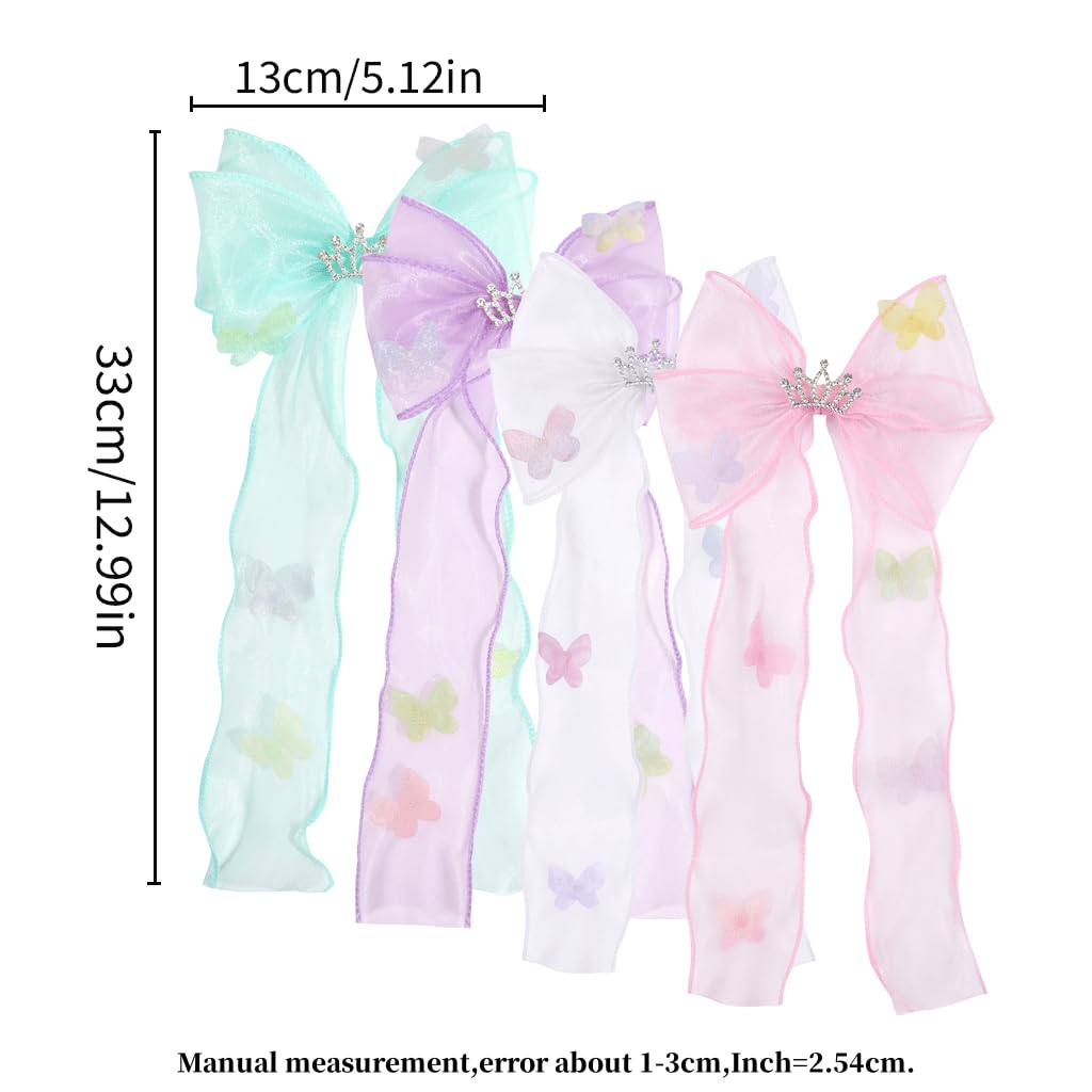 Elegant Hair Bow Set Sweet Styles with Crystal and Pearl Accents Fashion Hair Clips for Girls (Green/Lavender/White/Pink)