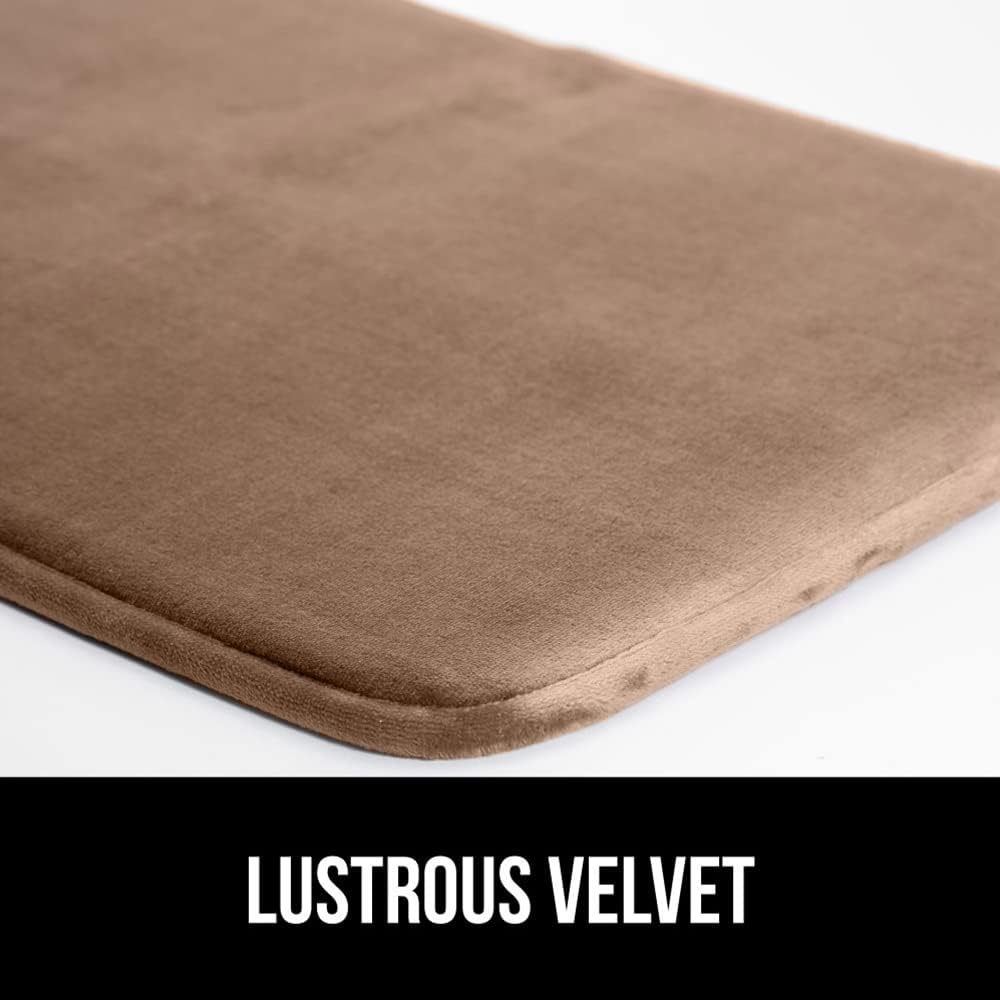 GORILLA GRIP Memory Foam Bath Mat, Soft Absorbent Velvet Bathroom Mats, Durable Dots on Underside, Machine Washable Bathmat, Carpet Rug Room Decor for Shower Tub Floor RV, 36x24 Rugs, Taupe