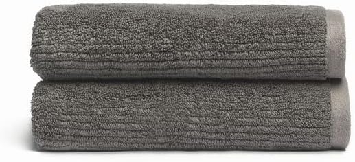 Cozy Earth Ribbed Hand Towel Set - 60% Cotton 40% Viscose from Bamboo Hand Towels - Soft & Absorbent Textured Ribbed Pattern - 2 Pack Charcoal