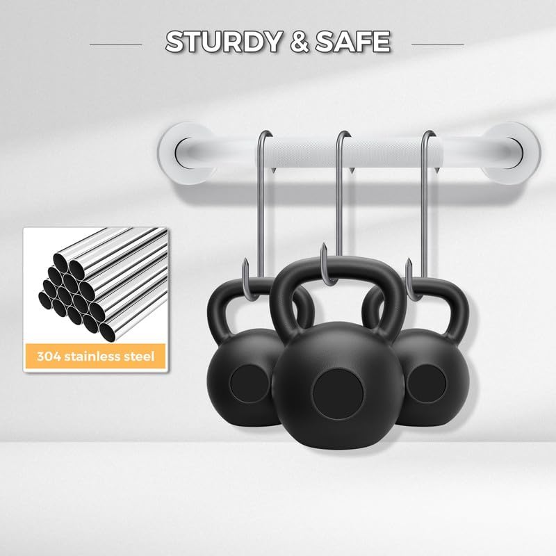 Grab Bars for Shower, 2 Pack 12-Inch Anti Slip Shower Handles for Elderly, Safety Shower Grab Bar, Stainless Steel Handicap Grab Bars for Bathroom (White 1" Diameter)