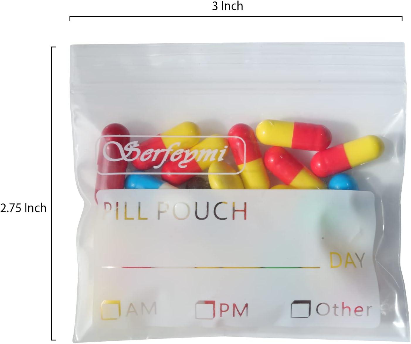 Serfeymi Pill Bags for Travel Pill Pouch Organizer Pack of 240 BPA Free 3 x 2.75 inch Reusable Pill Pouches for Medicine with Write on Label & Zipper Seal Waterproof AM PM Pill Baggies for Supplements