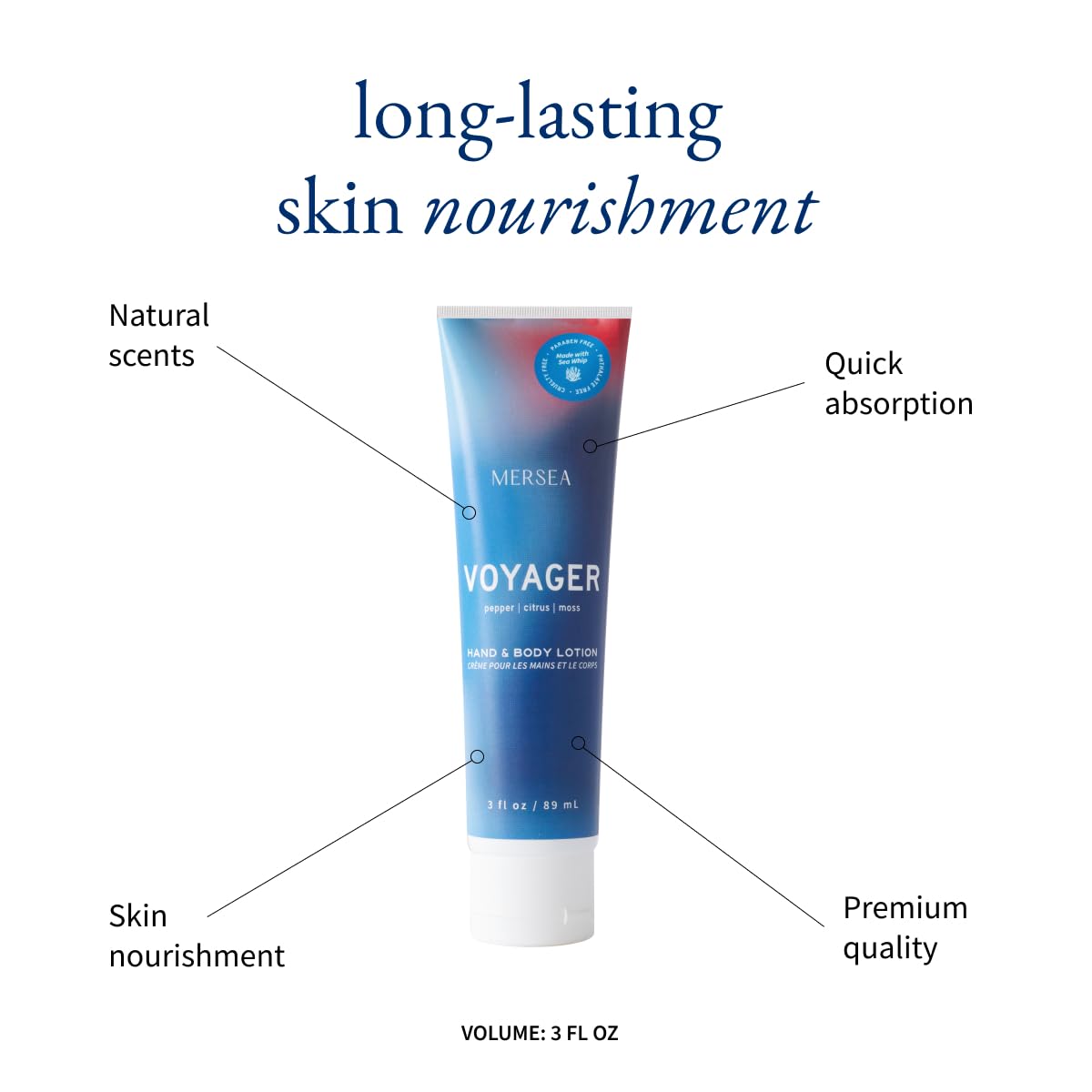 MERSEA Voyager Sea Whip Hand and Body Lotion, Scented Travel Lotion (3 oz)