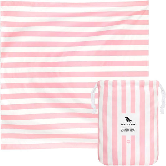 Dock & Bay Quick Drying Towel - for Sports & Gym - Compact, Lightweight - 100% Recycled - Includes Bag - Cabana Light - Malibu Pink, Double Extra Large (180x200cm, 70x78)