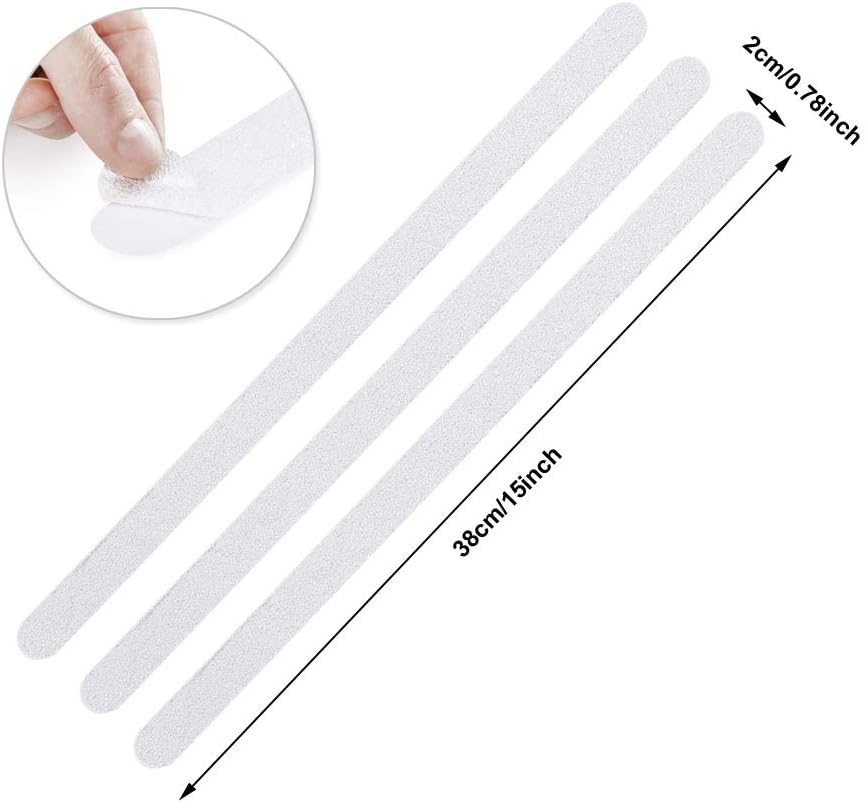 Non Slip Bath Stickers 18pcs, Safety Shower Treads Strips, Bathtub Anti-Slip Stickers, Anti Skid Tape for Shower,Tub, Steps 15Inch by 0.8Inch,Clear