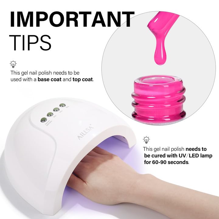 AILLSA Hot Pink Gel Nail Polish Neon Pink Gel Polish Pastel Bright Pink Nail Polish Macaron Spring Summer Colors Soak Off U V for French Nail Manicure Salon DIY & Holiday Gifts 0.5 Fl Oz GB79
