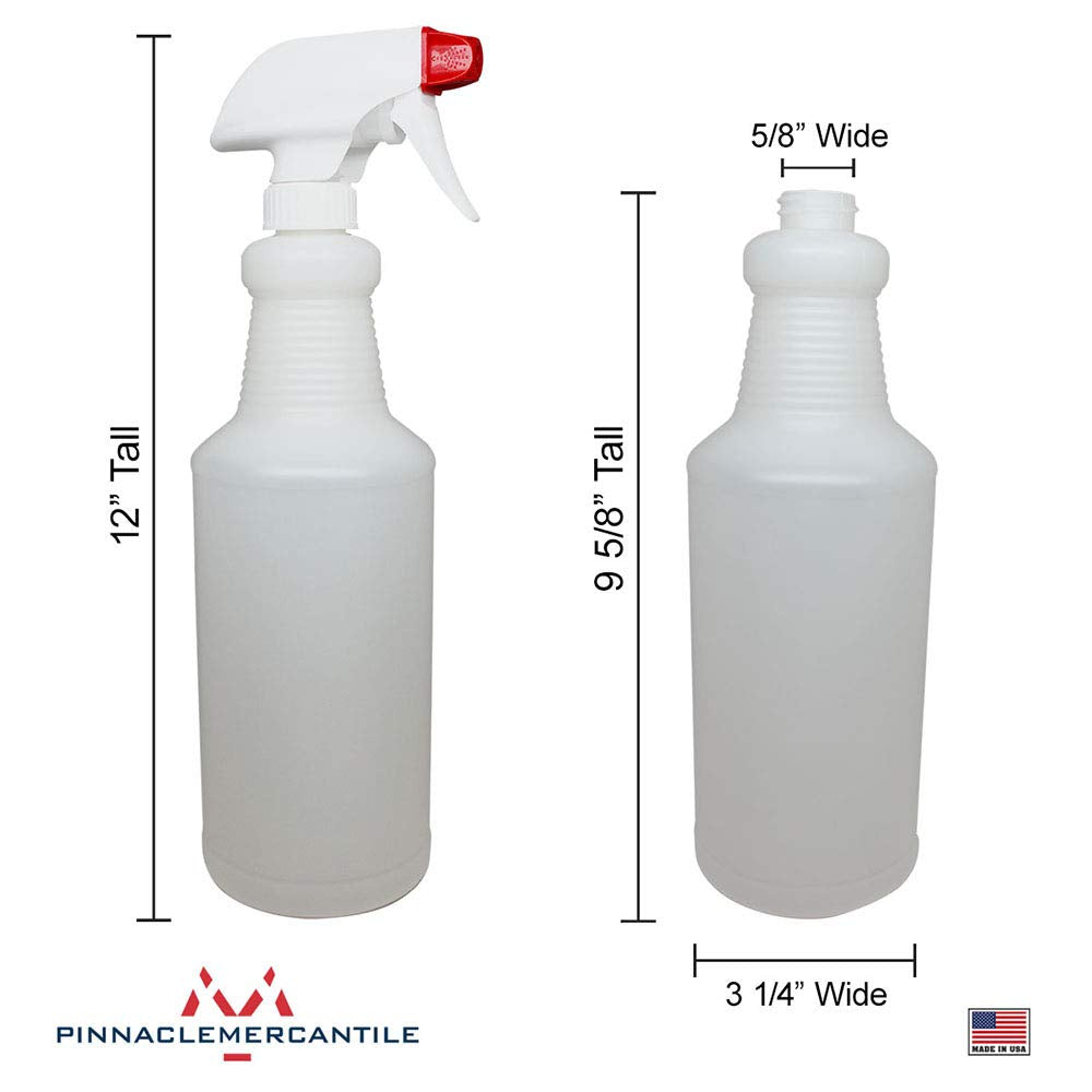 Pinnacle Mercantile Plastic Spray Bottles Leak Proof Technology Empty 32 oz Pack of 36 Made in USA