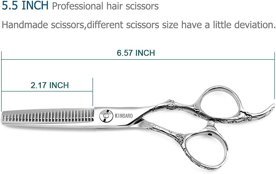 Hair Thinning Shears 5.5 Inch Thinning Scissors for Women Professional Barber Hair Thinning Scissors Barber Shears 28 Teeth Rose handle KINSARO for Hairdresser Barbershop or Home Use