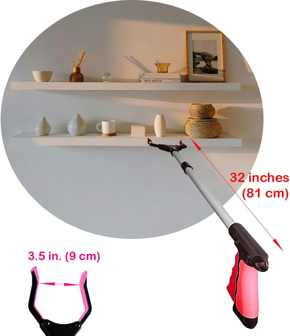 VIVA CARE Grabber Reacher Pickup Tool – Foldable, Lightweight, an Arm Extension for Seniors and Injured [Rose]
