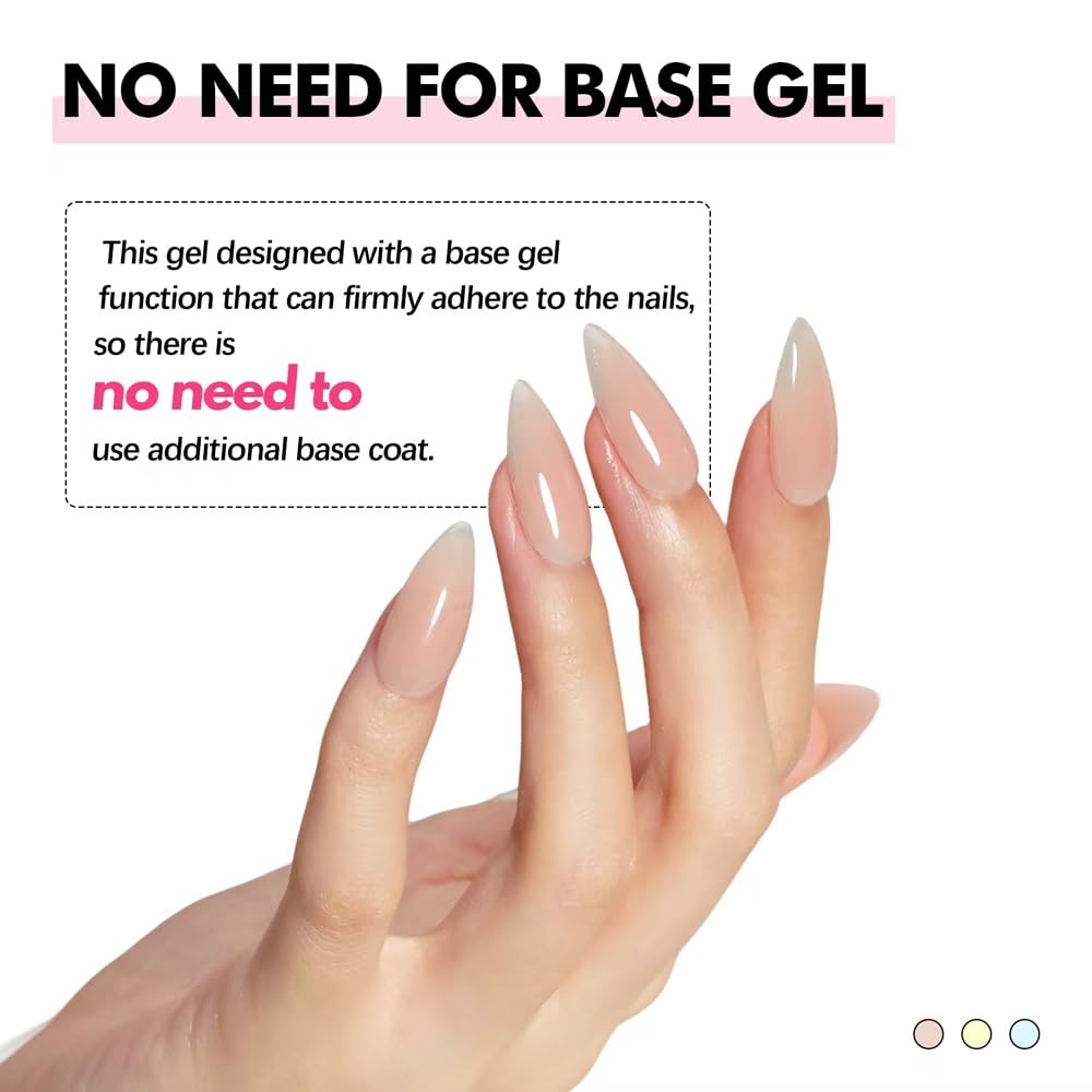 FZANEST Hema-Free Nude Gel Polish Rubber Base Set, 6 Colors Self-leveling Quick Builder Gel for Nail Overlays Sculpting Repair French Tips Base Colors Long-Lasting Base Salon-Quality Nails At Home