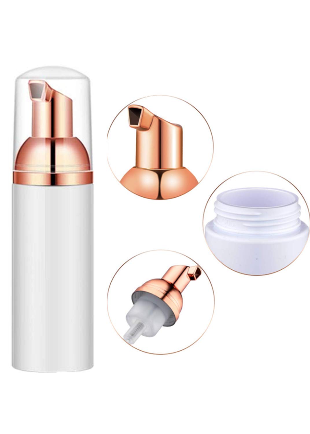 10 Pcs Rose Gold Foaming Pump Bottles Plastic Mini Foam Sispensing Refill Bottle Soap Dispenser for Cleaning, Travel, Cosmetics Packaging 60ml