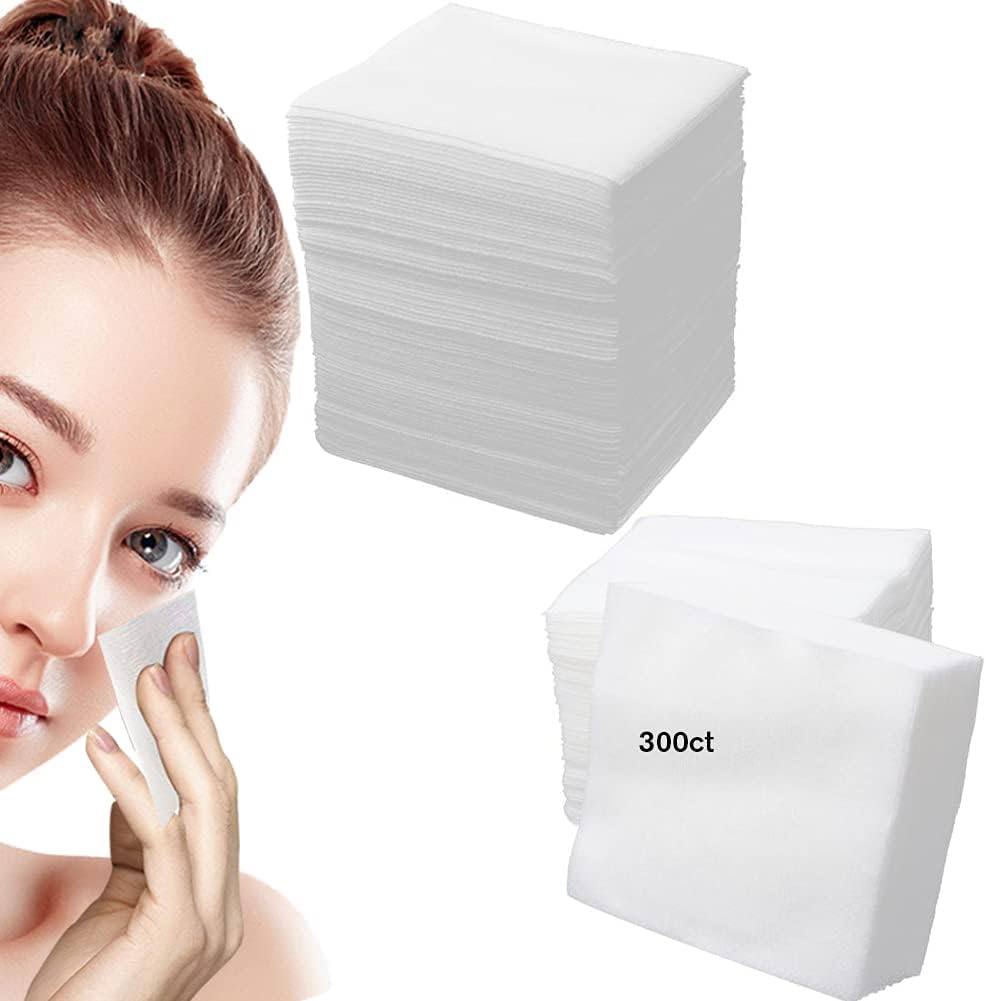 300 Pieces Disposable Esthetic Wipe Non-woven Facial Cleansing Soft Salon and Spa Essentials,Lint-free for Makeup Remove,2"x 2"