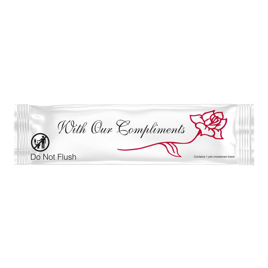 Diamond Wipes Pre-moistened Hand Wipes - “With Our Compliments” Logo 10x8” Extra Thick Lemon-Scented Pack of 500 Individually Wrapped Wet Wipes