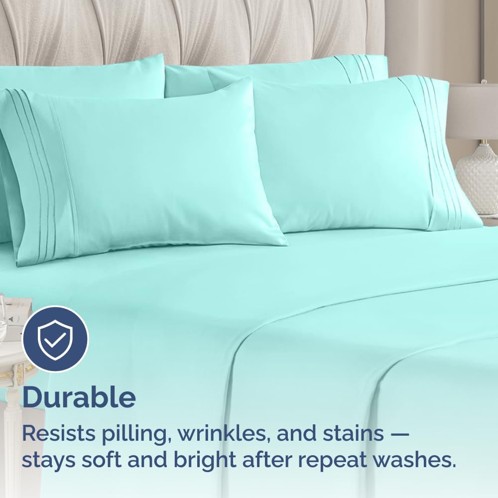 Standard Pillow Cases Set of 8 - Ultra Soft Hotel Quality Pillowcase Covers - Comfy, Cozy & Wrinkle Free - Shrink, Stain & Fade Resistant - Machine Washable Pillow Protectors - 8 Piece Set - Spa Blue