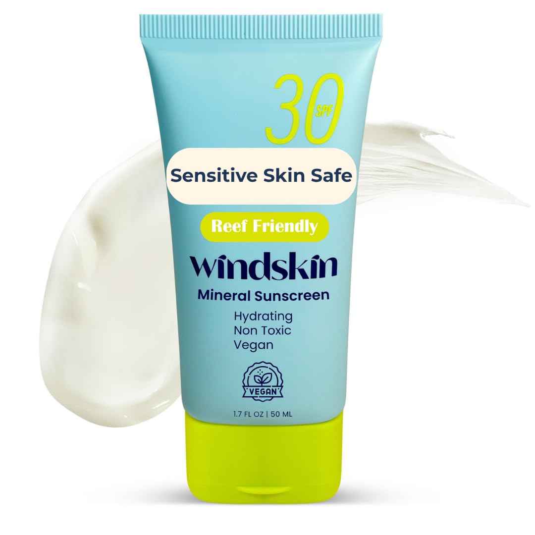 Sensitive Mineral Sunscreen Face SPF30 moisturizer, No white cast I Anti Aging I Non Toxic I Eco Friendly I made with zinc oxide for sensitive skin and acne prone skin, dermatologist recommended
