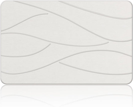 Stone Bath Mat Diatomaceous Earth Shower Mat Non-Slip Super Absorbent Diatomite Stone Bath Mats for Bathroom Floor Quick Drying Natural Easy to Clean(23.6''×15.4" White)