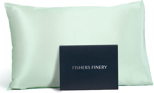 Fishers Finery 25mm 100% Pure Mulberry Silk Pillowcase (Light Green Queen)