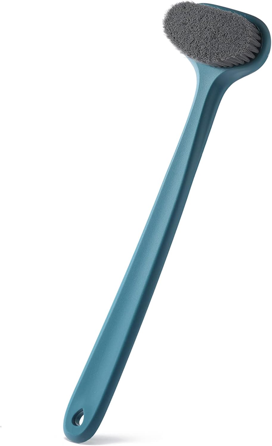 Upgraded Bath Body Brush with Comfy Bristles Long Handle Gentle Exfoliation Improve Skin's Health and Beauty Bath Shower Wet or Dry Brushing Body Brush (14 inch, Dark Blue)