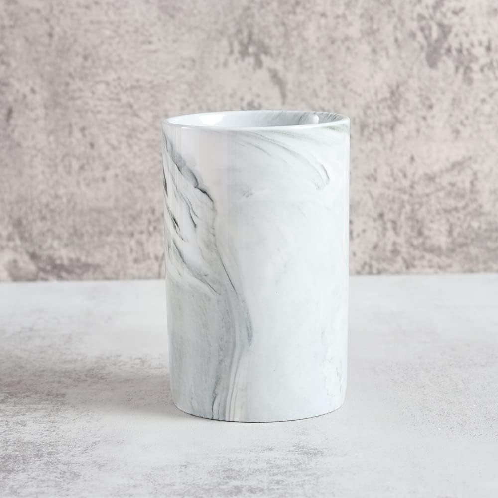 Ceramic Toothbrush Holder, Bathroom Cup, Drinking Mug, Coffee Cups, Marble Pattern Pen Holders, 300ml/Pcs (Grey)