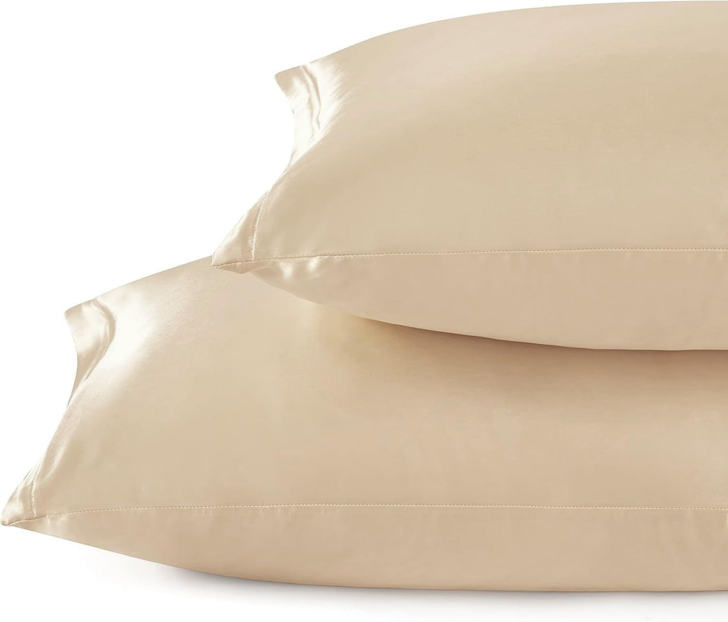 Juwenin Bedding,Super Soft and Luxury Silky Satin Pillowcase with Zipper (Silky Satin Pillow Case for Hair) Set of 2 (Camel, King(20''x36'))