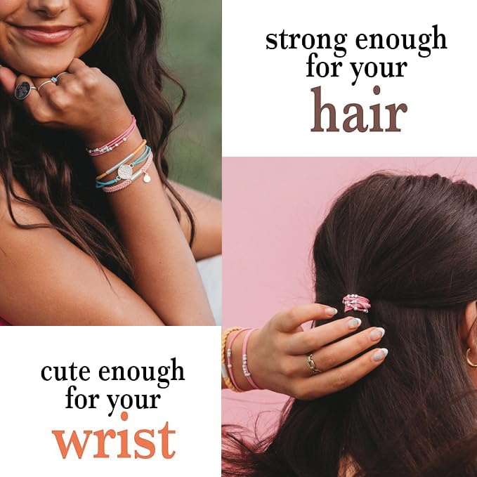 K'lani Hair Tie Bracelets for Women - Elastic Hair Bands That Double as Stylish Jewelry - Embrace - Small