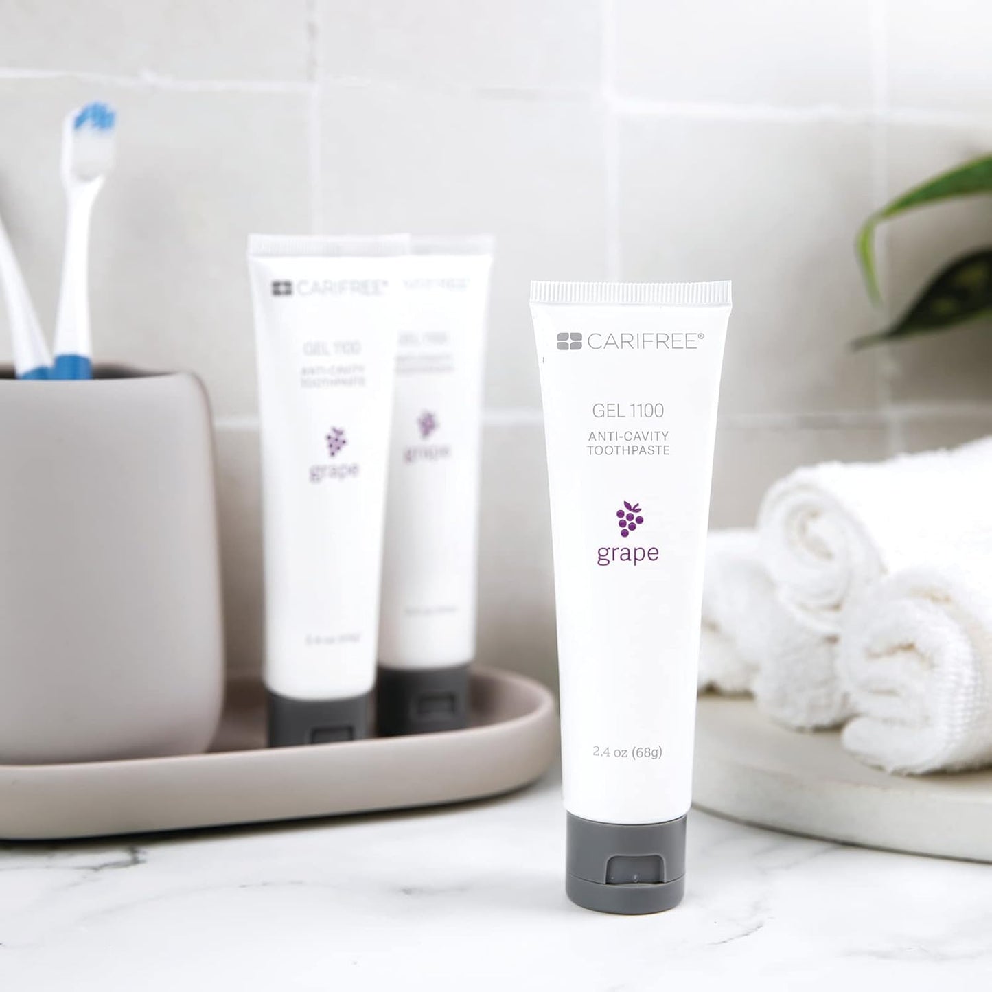 CariFree Gel 1100, Grape Flavored, Anti-Cavity Fluoride Toothpaste with Nano Hydroxyapatite for pH Neutralization, Enamel Protection, Dentist Recommended, Dentist Developed, 2.4 Ounce (Pack of 4)