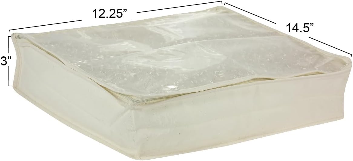 Household Essentials Lightweight Canvas Sweater Bag 2 Pack, Durable Canvas with Clear PEVA Top, 3-Sided Zipper, Perfect Fit for Shelving or Under the Bed