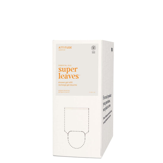 ATTITUDE Body Wash with Essential Oils, EWG Verified Shower Gel, Dermatologically Tested, Plant and Mineral-Based, Vegan Personal Care, Petitgrain and Jasmine, Bulk Refill, 67.62 Fl Oz