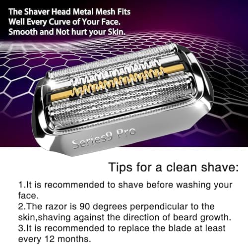 94M Series 9 Shaver Head Replacement Part Compatible with Braun Series 9 Pro Replacement Heads,94M Blades for Braun Series 9 Electric Razors 9290cc,9370cc,9376cc,9293s,9260s,9295cc,9390cc,9330s