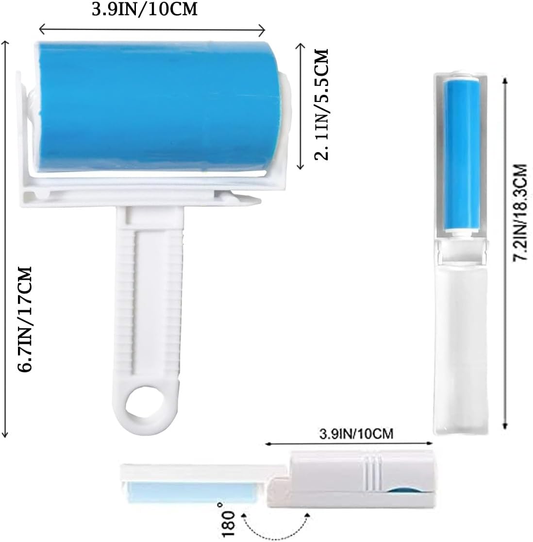 Reusable Portable Lint Roller 4 Pack, Washable Sticky Lint Roller Travel Pet Hair Remover Brush Include Medium/Mini Size Cleaner for Clothes, Cat Dog Hair, Funiture